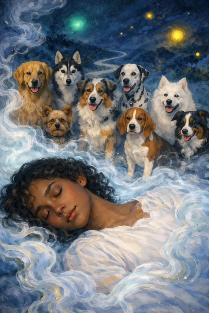 Sonhar com muitos cachorros